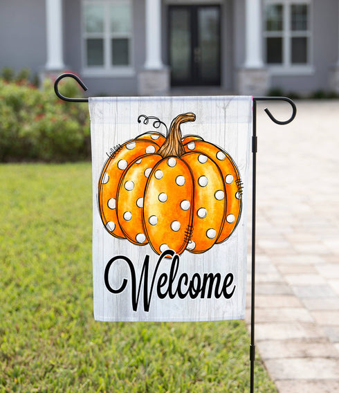 Shiny Polka Pumpkin Garden Flag